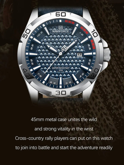 Mens Fashion Quartz Watch Leather Strap Sport Waterproof Wristwatch