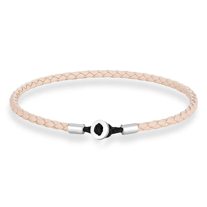 Unisex Simple Style Stainless Steel Button Braided Leather Bracelet