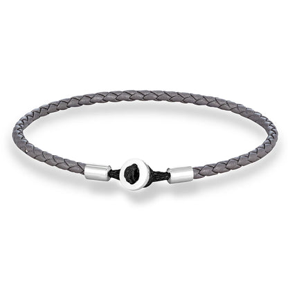 Unisex Simple Style Stainless Steel Button Braided Leather Bracelet