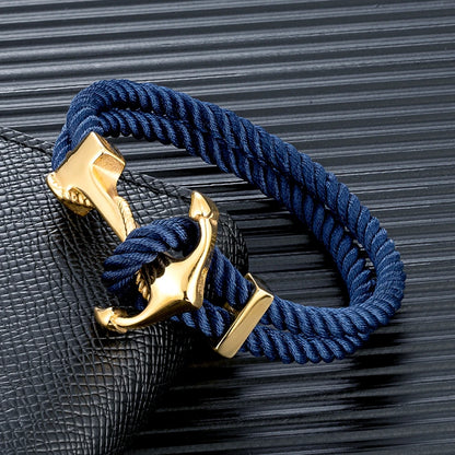 Mens Anchor Bracelet Woven Multilayer Survival Rope Bracelets