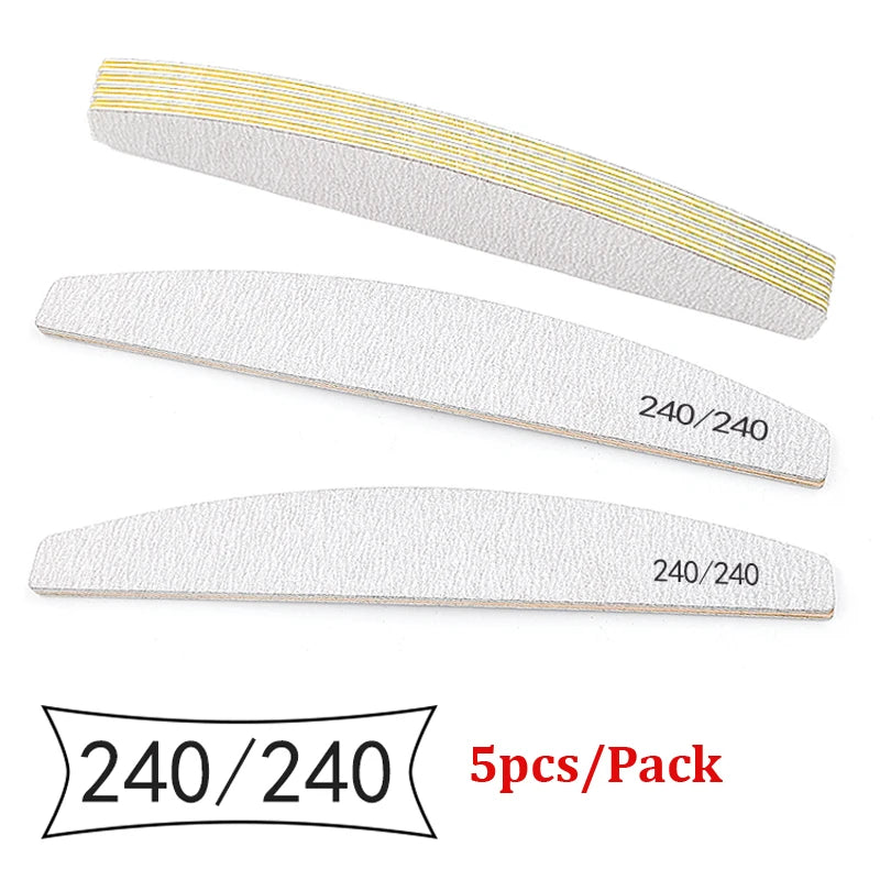 5pcs Nail File Mix Color Limas Grit Professional Sandpaper Cuticle Remover