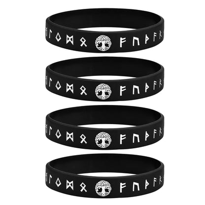12mm Silicone Bracelet for Mens Nordic Viking Soft Rubber Silicone Wristband