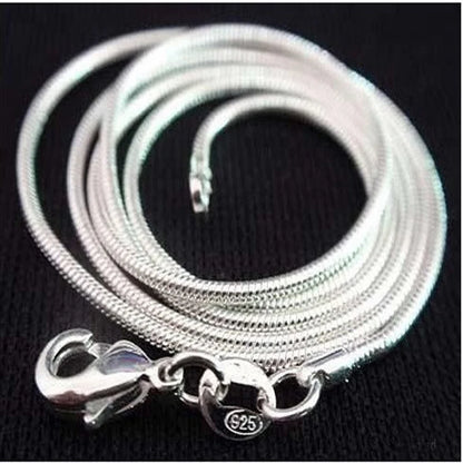 925 Sterling Silver Womens Snake Chain 1mm Necklace