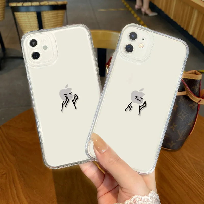 Funny Matchstick Men Clear Phone Case For iPhone 15 14 13 Pro Max Plus