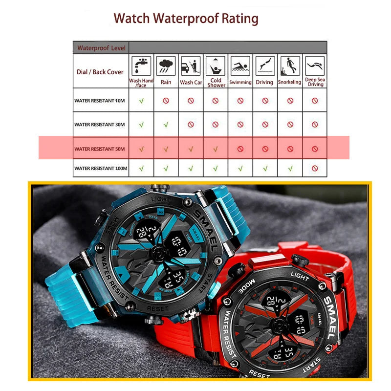 Mens Quartz 50M Waterproof Wristwatch Time Alarm Sport Military Watch