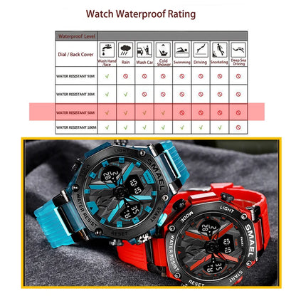 Mens Quartz 50M Waterproof Wristwatch Time Alarm Sport Military Watch