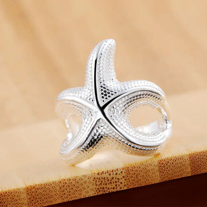 925 Sterling Silver Big Starfish Rings For Women