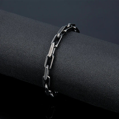 Vintage Oxidized Chain Link Punk Stainless Steel Mens Bracelet