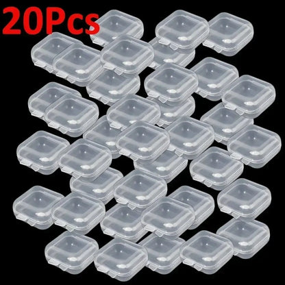 Mini Plastic Jewelry Storage Box Square Transparent Flip Portable