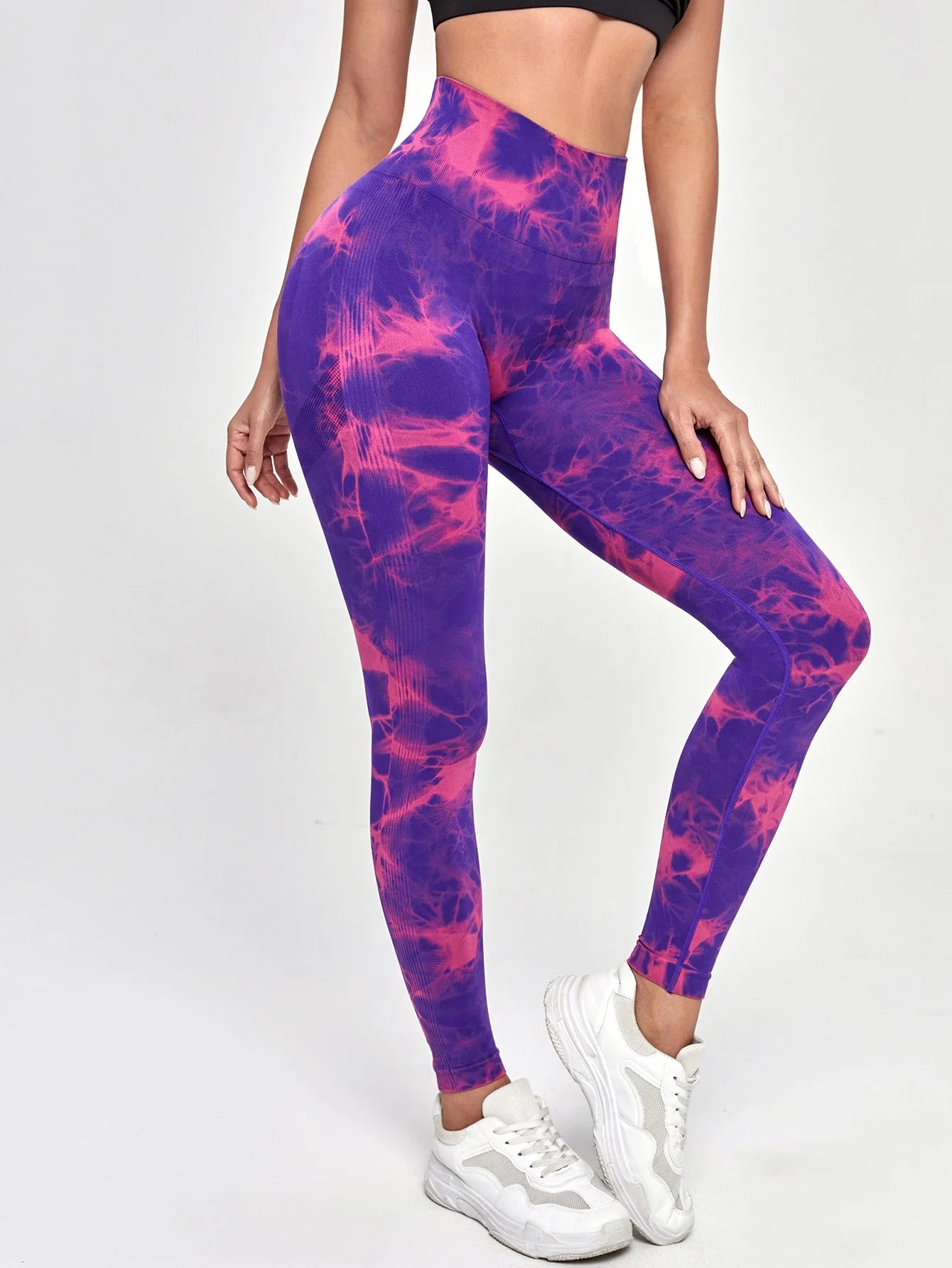 Tie Dye Yoga Pants Sport Leggings Womens Seamless High Waist Push Up Tights