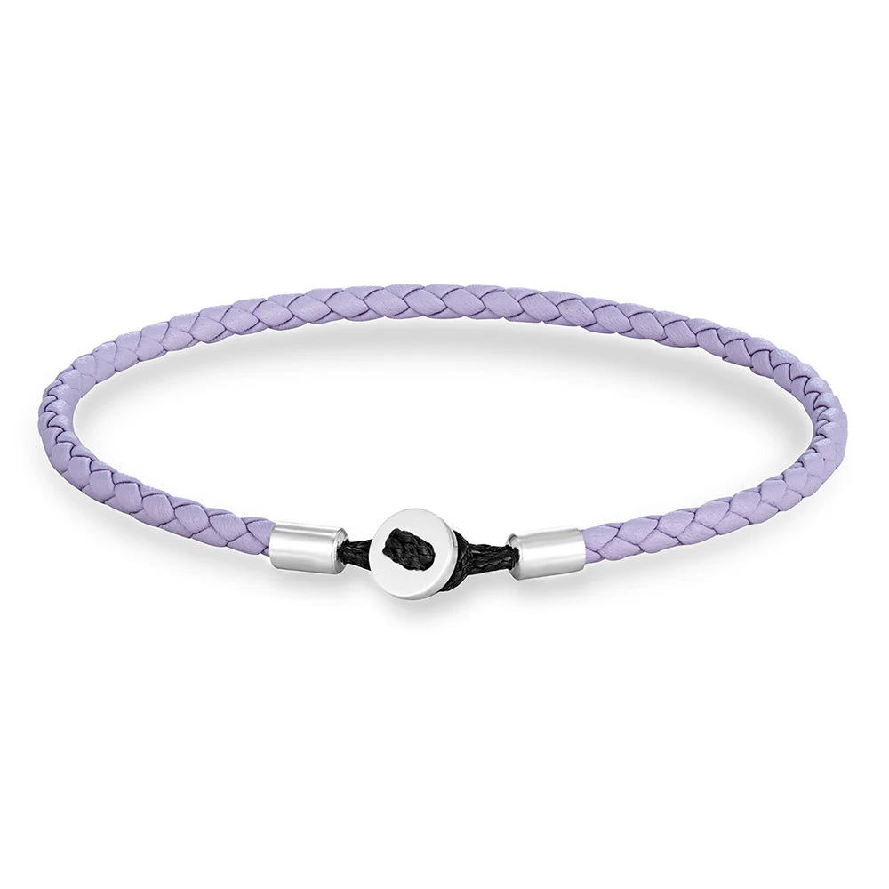 Unisex Simple Style Stainless Steel Button Braided Leather Bracelet