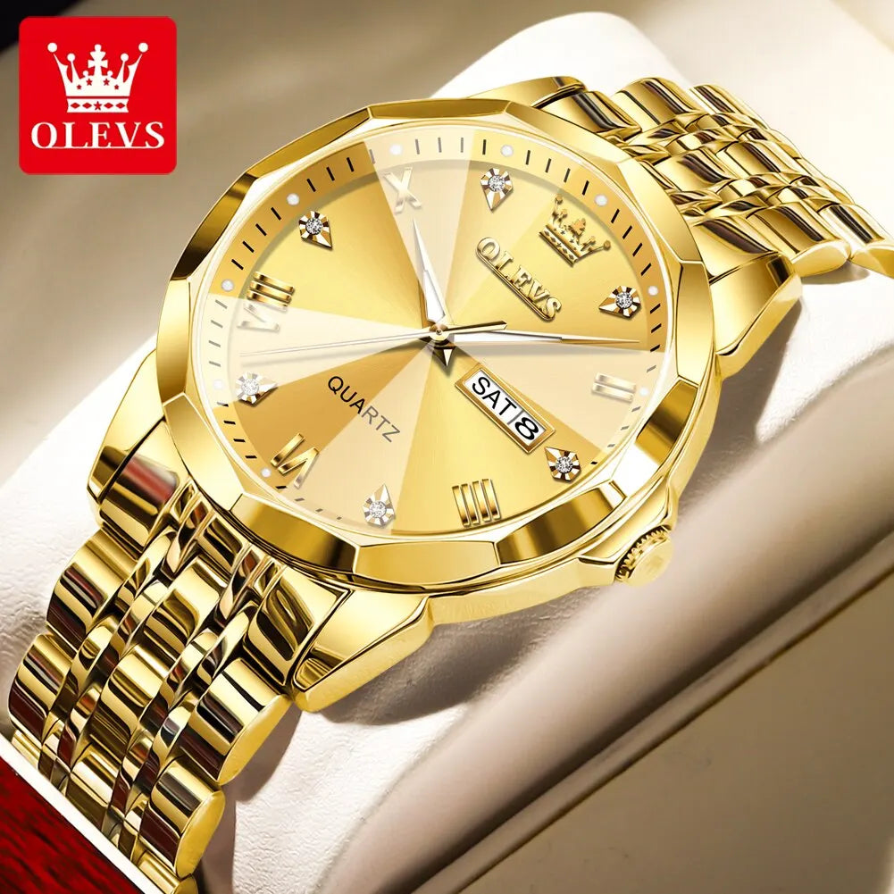 Mens Quartz Watch Waterproof Luminous Stainless Steel Wristwatch