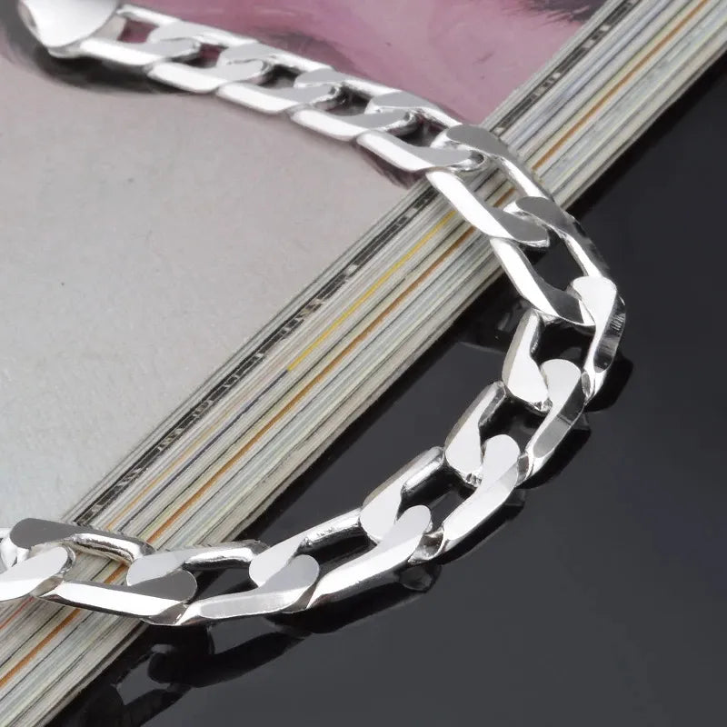 925 Sterling Silver Mens Bracelet Sideways Silver Bracelets