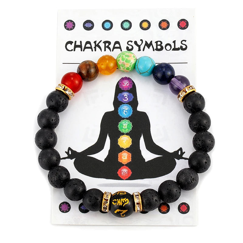 7 Chakra Bracelet with Meaning Cardfor Natural Crystal Healing Anxiety