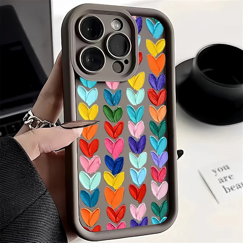 Oil Painting Love Silicone Phone Case for IPhone 11 12 13 14 15