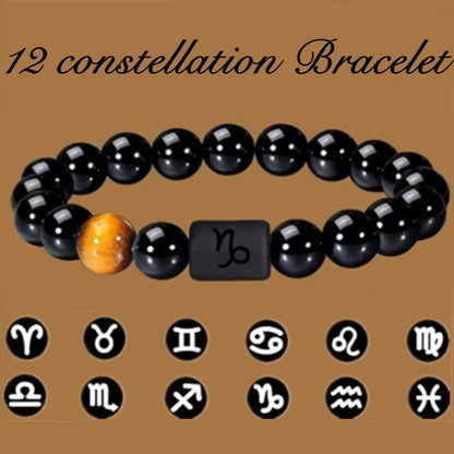 12 Constellation Zodiac Signs Beads Couples Bracelet Natural