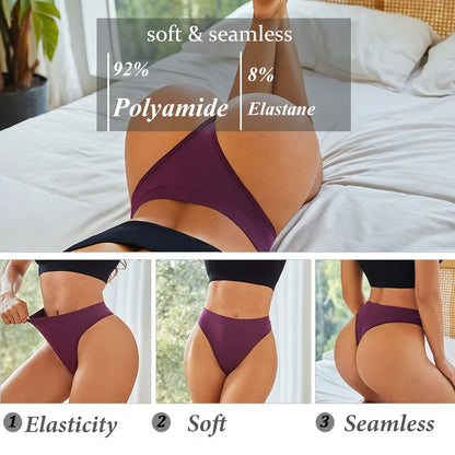 3pcs Seamless Womens Lingerie Thongs Sexy Low Rise Underwear