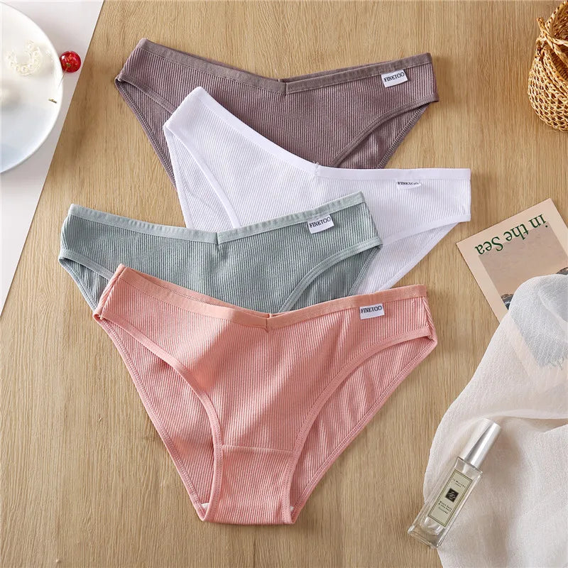 3pcs Womens Cotton Panties Sexy Intimates Low Rise Underwear Soft