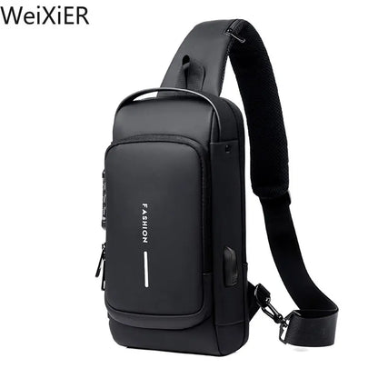 Mens Multifunction Anti Theft USB Shoulder Bag