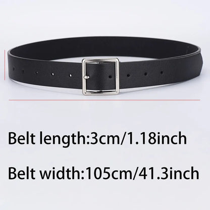 Womens Belt Soft Pu Leather Square Buckle