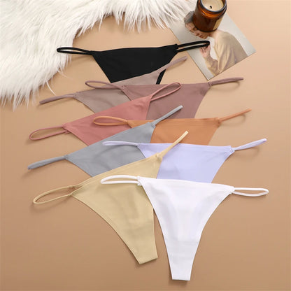 3pcs Womens Seamless Thongs Sexy Low Waist Bikini Panties