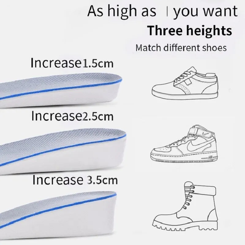 1Pair Invisible Height Increase Insoles for Shoes Breathable Comfortable