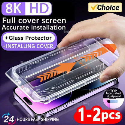 8K High End Tempered Glass For iPhone 15 14 13 12 11 Screen Protector