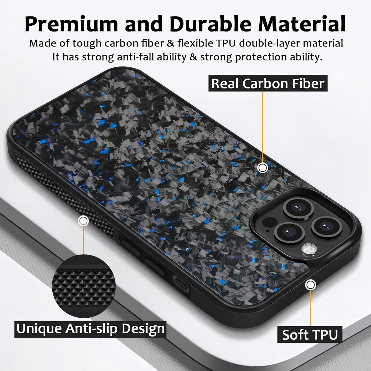 Forged Carbon Fiber Armor Wireless Charge Case for iPhone 15 14 13