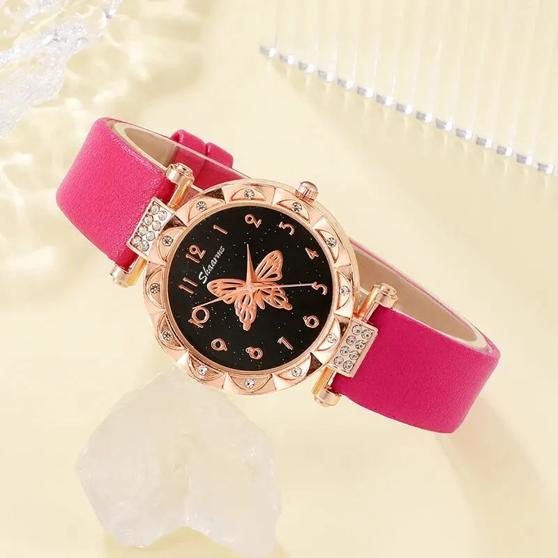 5PCS Set Womens Fashion Quartz Watch Jewelry Set