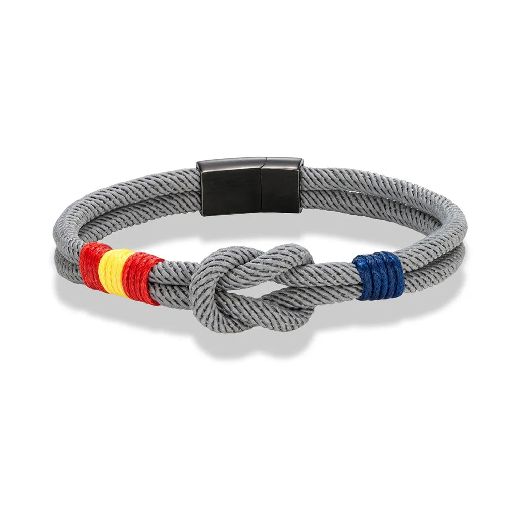 Men Women Double Strand Nautical Rope Bracelet Stainless Steel Magnet