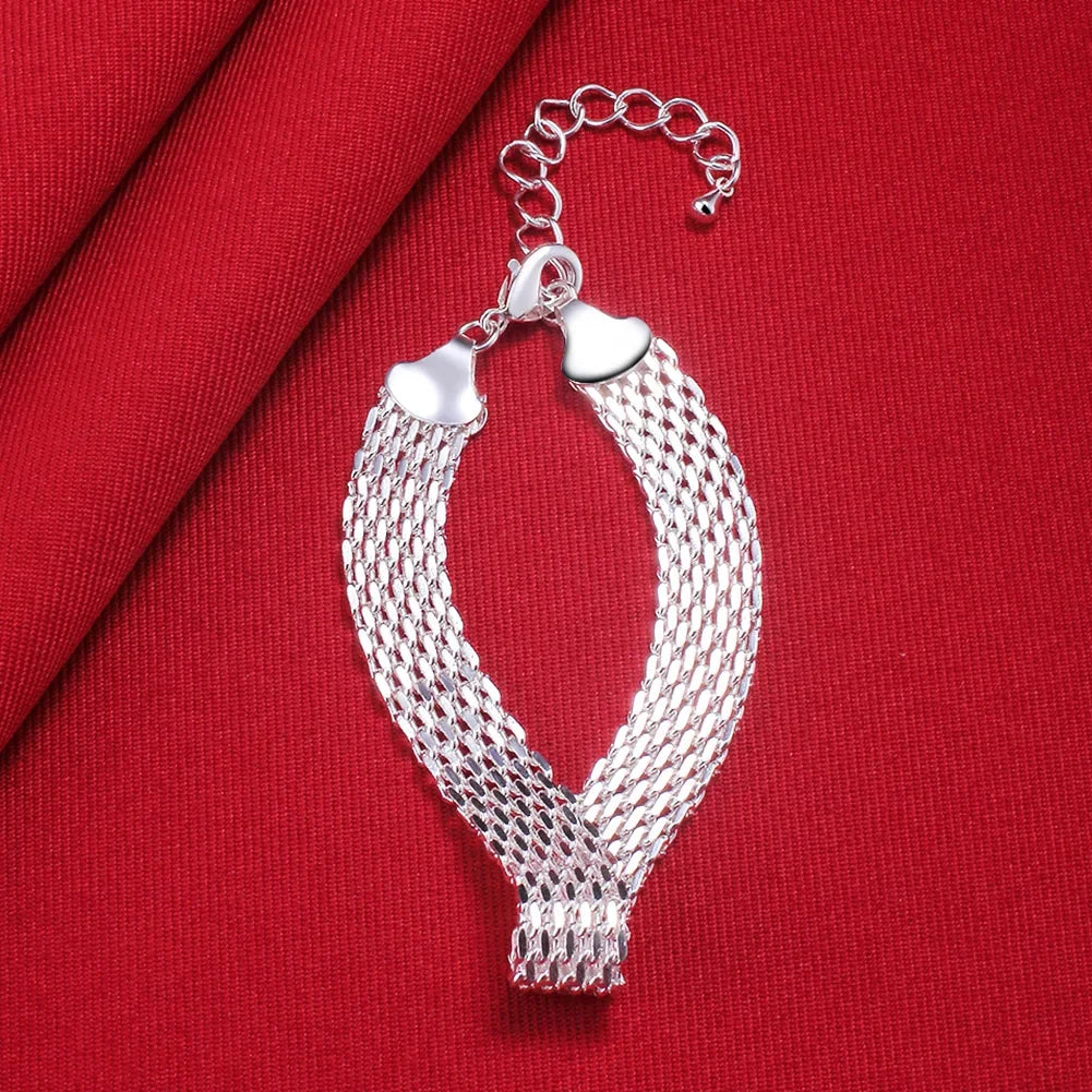 925 Sterling Silver Weaving Chain Bracelets for Women