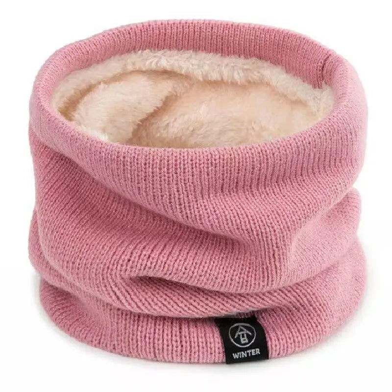 Solid Winter Plush Muffler Woolen Knitting for Women Fleece Neck Scarf