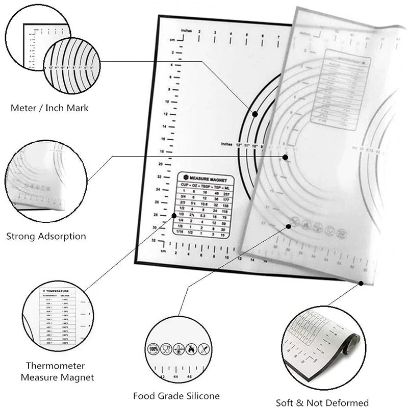 Fiberglass Silicone Baking Mat Large Kneading Pad Nonstick Surface