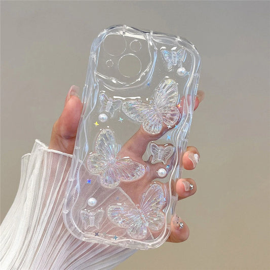 3D Butterfly Crystal Bling Glitter Clear Case For iPhone 15 14 13 12 11