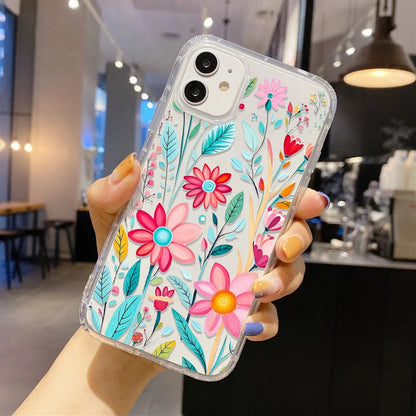 Flower Shockproof Clear Phone Case For iPhone 16 15 14 Pro Max