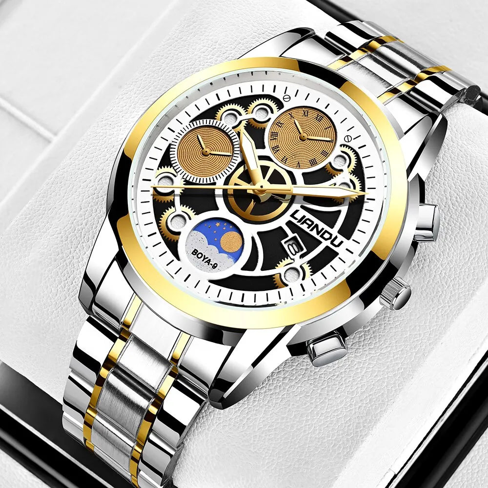 Fashion Mens Quartz Watch Mechanical Dial Sport Wristwatch