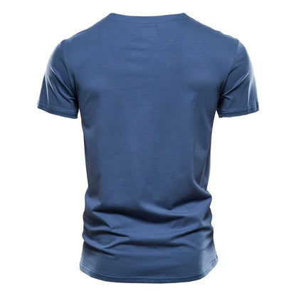 Summer Top Quality Cotton T Shirts Mens V Neck T Shirt