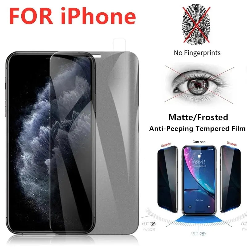 Matte Privacy Anti Peep Tempered Glass For iPhone Screen Protectors