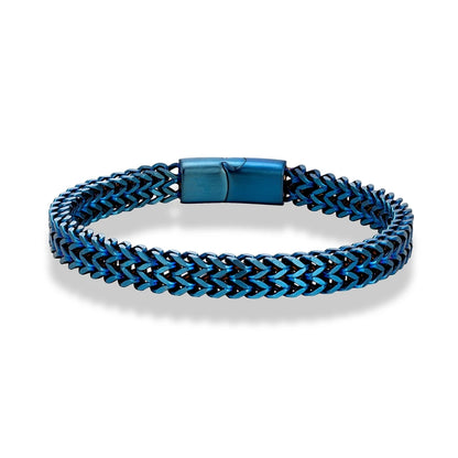 8MM Blue Stainless Steel Curb Chain Bracelet Men Women Chain Bracelets