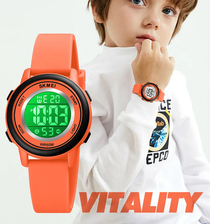 Colorful Kids Boys Girls Led Digital Watch Waterproof Alarm