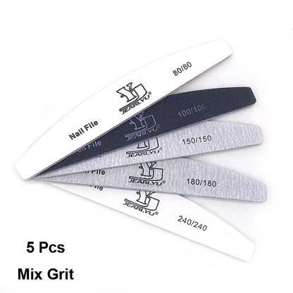 5pcs Nail File Mix Color Limas Grit Professional Sandpaper Cuticle Remover