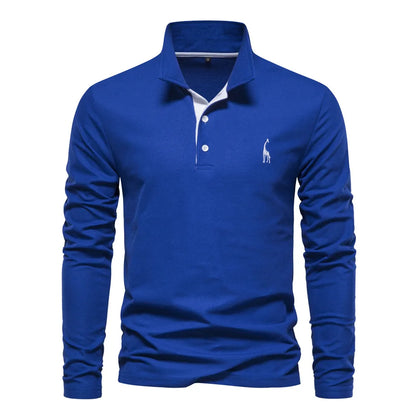 Mens Polo Shirts Solid Color Long Sleeve Polos