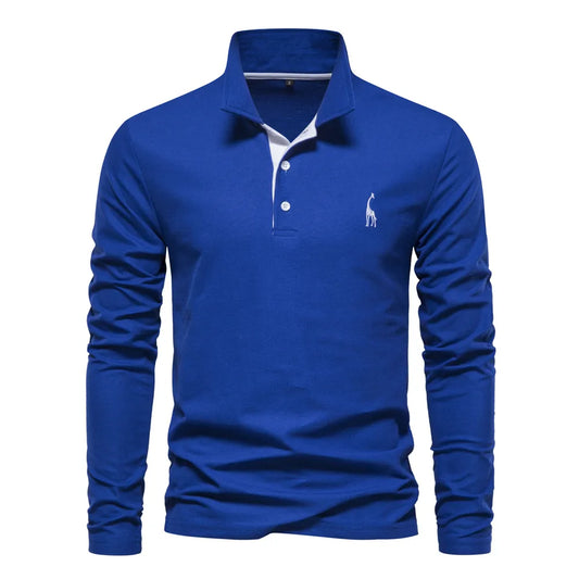 Mens Polo Shirts Solid Color Long Sleeve Polos