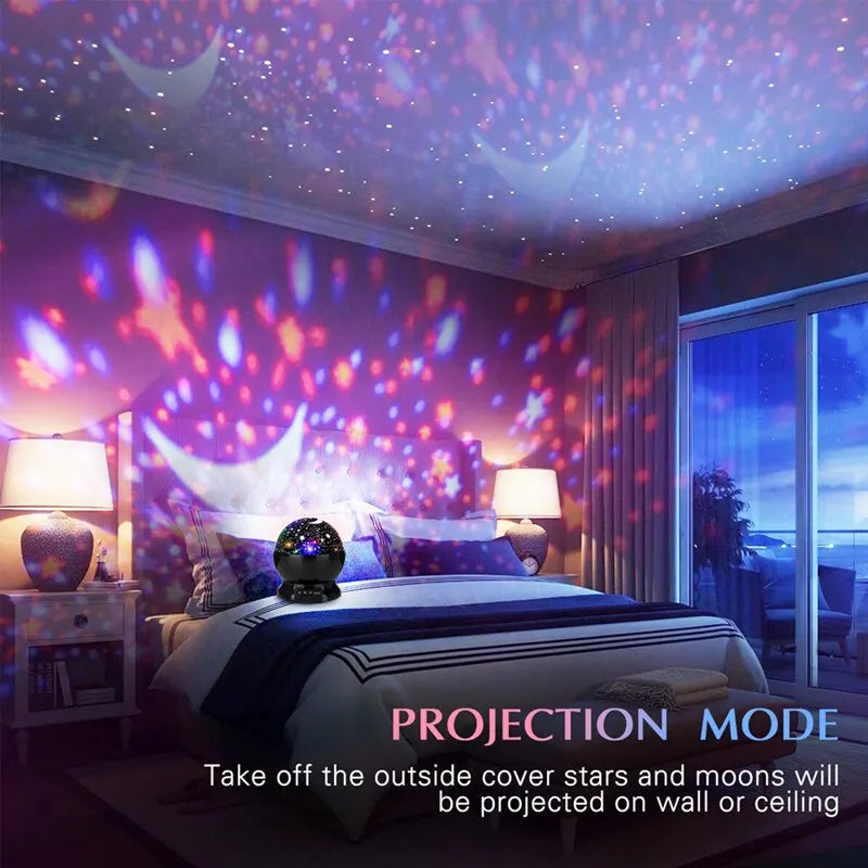 Starry Projector Night Light Rotating Sky Moon Lamp