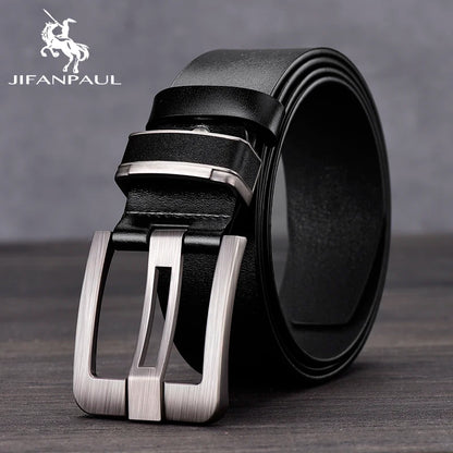 Leather Cowhide Mens Belt Fashion Metal Alloy Pin Buckle