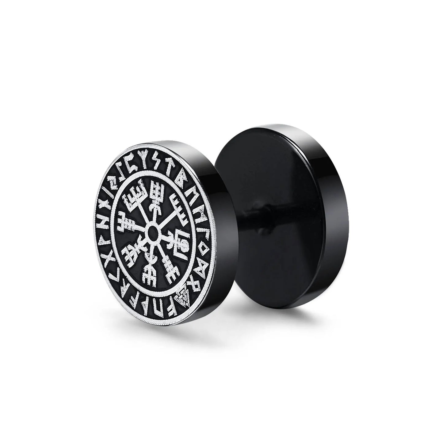 Gothic Norse Viking Runes Stud Earrings for Men Rock Punk Stainless Steel