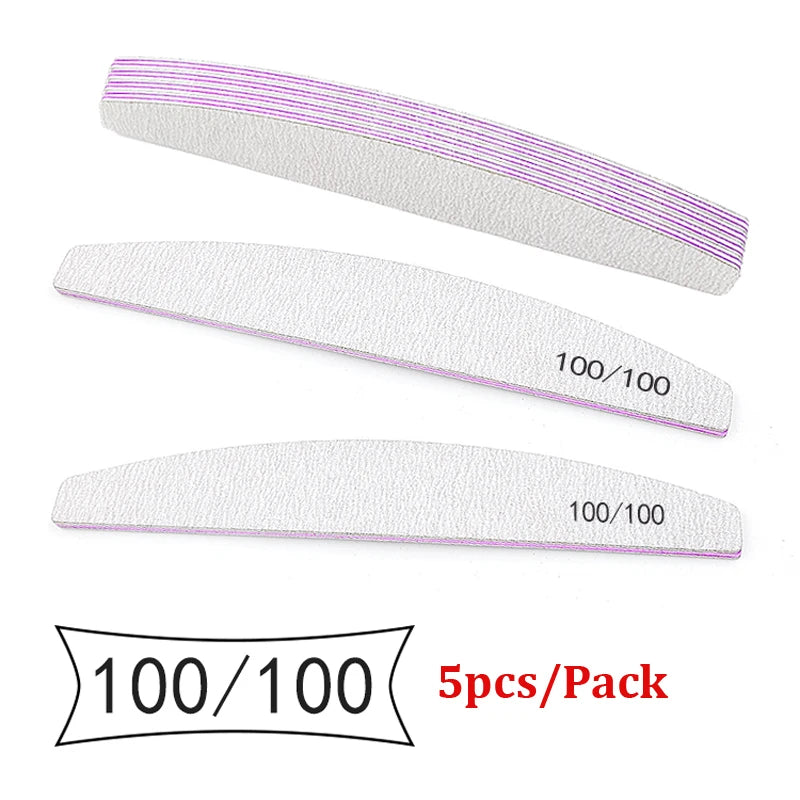5pcs Nail File Mix Color Limas Grit Professional Sandpaper Cuticle Remover