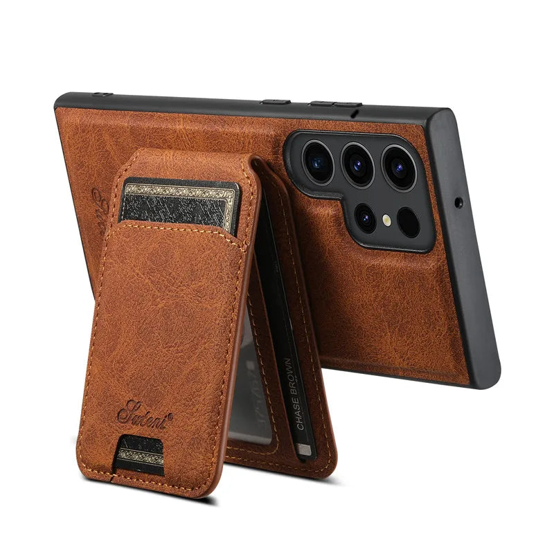 Leather Magnetic Wallet Phone Case For Samsung S24 S23 S22