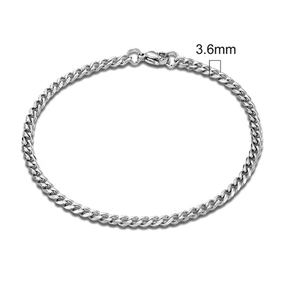 Mens Punk Rock Stainless Steel Curb Cuban Link Chain Silver Color Bracelet