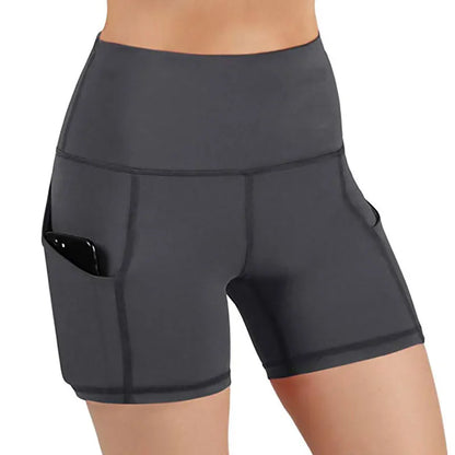 Womens High Waist Hip Lifting Shorts Pocket Yoga Short Pant Workout